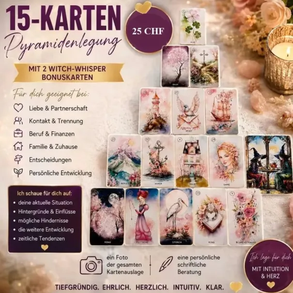 15-Karten-Pyramidenlegung & 2 Bonuskarten - Bild 1 / 1