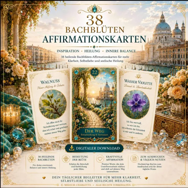 38 Bachblüten Affirmationskarten – Download - Bild 1 / 1