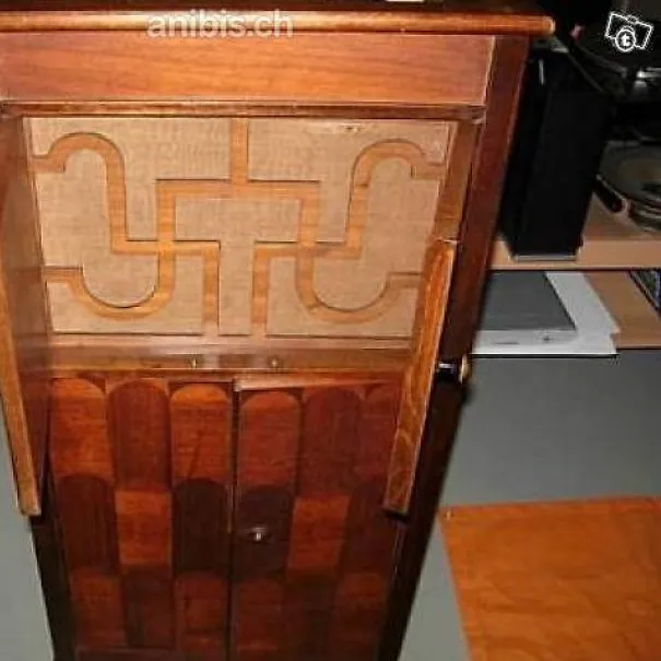 Antikes Gramophon Möbel inkl. Plattenspieler Tür Ablage für Platte - Bild 2 / 8