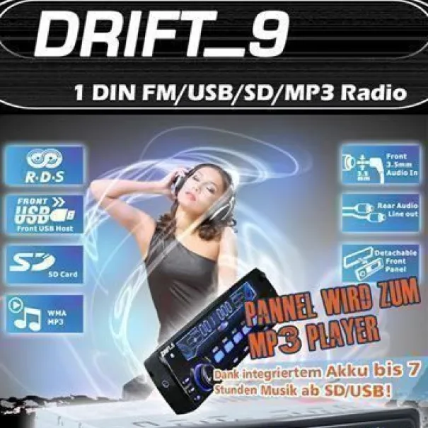 Autoradio - Drift 9 DR7095 FM USB MP3 SD Car Player - Bild 1 / 12