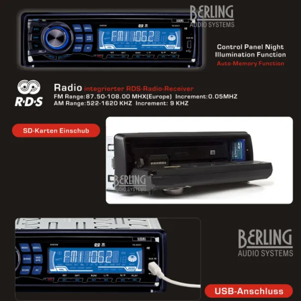 BERLING Audio Car Hifi System DVD TS-2201 DVD-VCD-CD-DIVX-ESP - Bild 2 / 12