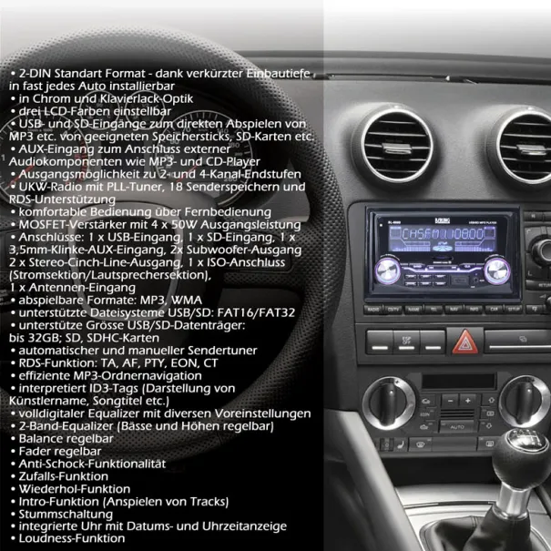 Berling Doppel Din Radio USB SD Aux RDS Fernbedienung - Bild 3 / 14