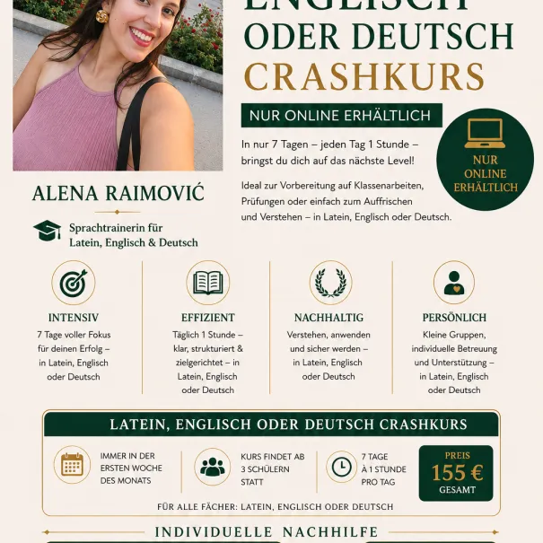 Online- Deutsch, Englisch oder Latein - Bild 1 / 1