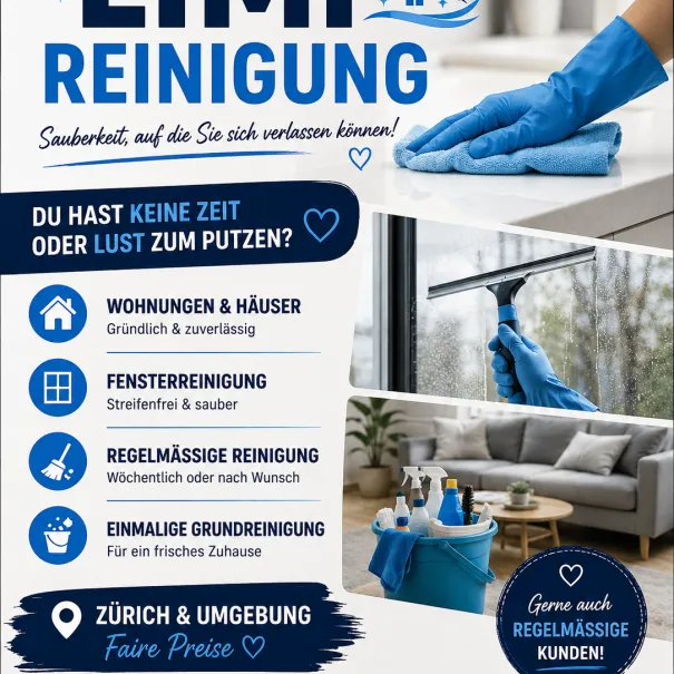 Reinigungshilfe Zürich – Wohnung & Fenster - Bild 1 / 1