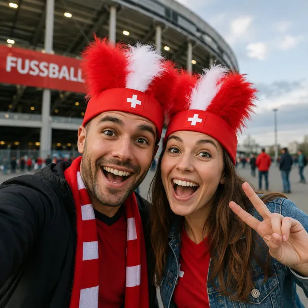 Schweiz Fan Stirnband mit Federn Fussball Party - Bild 1 / 1