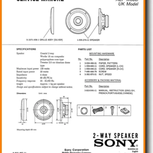 SONY Car HIFI Lautsprecher Neu XS-6553 2 Weg 130W - Bild 2 / 12