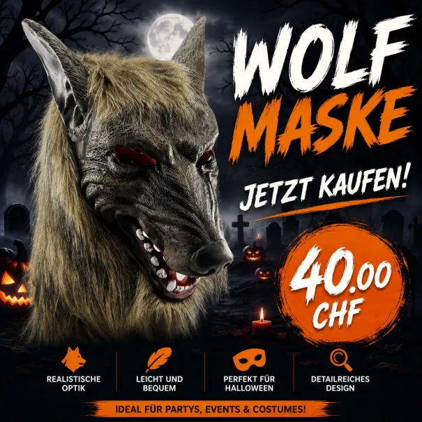Wolf Maske Halloween Kostüm Fasnacht - Bild 1 / 1