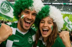 Grün Weiss Afro Fan Perücke Fussball Party