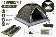 🏕️ Kuppelzelt Camouflage für 2 Personen