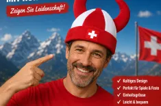 🇨🇭 Schweiz Fan Hut mit H&ouml;rnern...